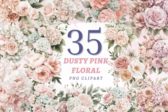 Download Dusty Pink Floral PNG Bundle - Dusty pink Collection