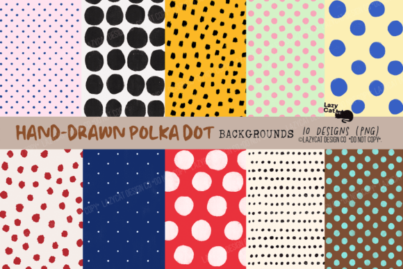 Download Hand-Drawn Polka Dot Background Set - Background set Collection