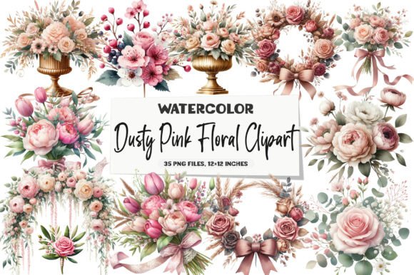 Download Dusty Pink Floral Clipart - Dusty pink Collection