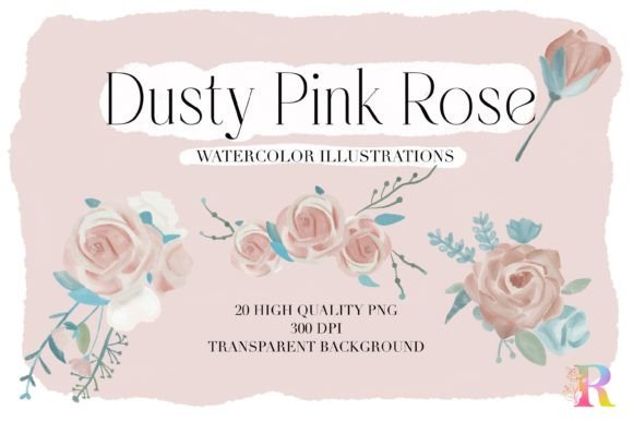 Download Dusty Pink Rose Watercolor Clipart - Dusty pink Collection